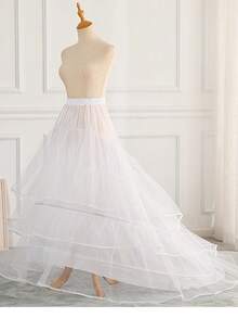 1 قطعة تنورة كرينولين بيضاء من 3-5 طبقات من الصلب لفستان الزفاف، تنورة قطار الفستان، 4 حلقات صلب 5 كشكشة كرينولين، تنورة منتفخة كرينولين، تنورة سحابة كرينولين، تنورة أميرة كرينولين، تنورة زي طالب كرينولين، مناسبة للزفاف والحفلات والأداء والكوسبلاي واللوليتا والرقص وعيد الهالوين - أبيض - مشاهدة 3