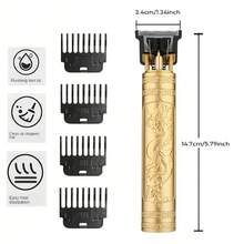 Cortadora de pelo profesional para hombres, recortadora inalámbrica con hoja en forma de T y grabado de dragón, máquina de corte de cabello y barba recargable por USB, 4 peines guía, herramienta de barbería silenciosa para uso doméstico y salón - Multicolor - Ver 6