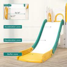 Tobogán infantil 8 en 1 para niños de 1 a 3 años, juego para bebés en interiores y exteriores con trepador, túnel para gatear, aro de baloncesto, telescopio y almacenamiento de juguetes. - Naranja - Ver 3