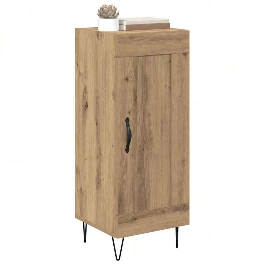 vidaXL Sideboard Artisan-Eiche 34,5 x 34 x 90 cm Verbundholz und Eisen - Braun - Übersicht 1