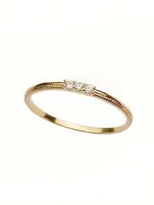 1 chiếc nhẫn Cubic Zirconia cổ điển, kiểu dáng nữ, thích hợp cho đám cưới, lễ đính hôn, ngày Valentine và các dịp khác. - Vàng - Xem 2