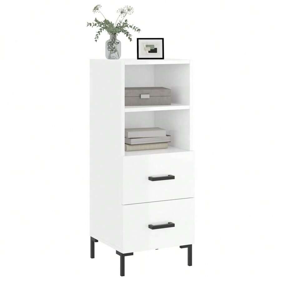 Buffet vidaXL Blanc brillant 34,5 x 34 x 90 cm Matériau à base de bois - Blanc - Voir 1