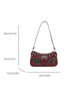 新款时尚豹纹手提包/单肩包，适合派对、郊游、度假、购物和日常使用，可收纳零钱、手机，也适合办公室女士、大学生和职业女性作为工作包使用，优雅女士包。 - 紅色 - 查看 7