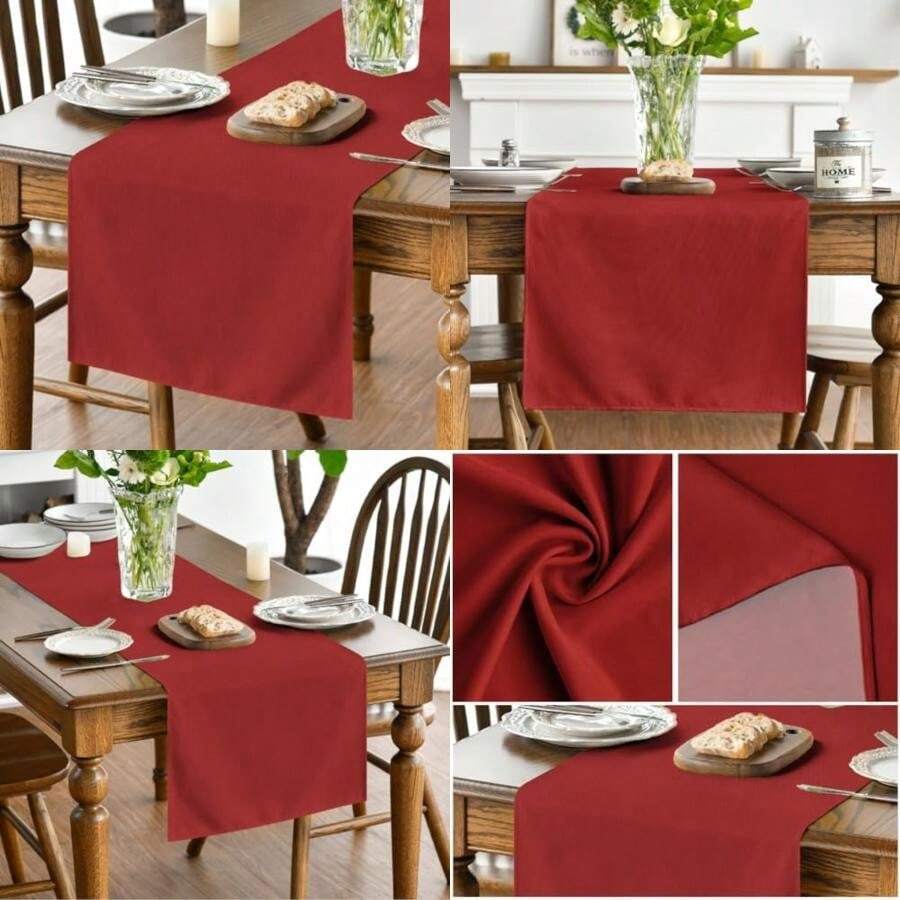 Artoid Mode Camino de mesa color marrón claro, decoración de cocina y comedor para temporada de otoño, lavable, para decoración de fiesta en el hogar, 13x72 pulgadas(13" x 48", Table Runner Rojo) - Multicolor - Ver 1