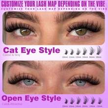 EYDEVRO Wispy Lash Clusters Kit Natural Eyelash Clusters Kit DIY Lash Extension Kit 9-18mm CD Curl Cluster Eyelash Extensions With Waterproof Lash Bond And Seal, Lash Remover, Tweezers, Brush - MàuD - Xem 2