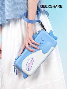 Geekshare Cute Carry Case Compatible With Switch/Switch OLED - Portable Hardshell Slim Travel Carrying Case Fit Switch Console & Game Accessories -- Shark - Blue - View 8