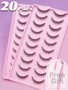1/5/10对超薄自然假睫毛，1盒，蓬松柔软浓密3D水貂毛假睫毛，纤长纤细睫毛，凌乱睫毛根部，多层假睫毛，短而浓密假睫毛 - 自然纖長款 - 查看 16