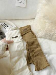 1 Paar einfarbige Stulpen, warme Socken, modisch und gemütlich, geeignet für Schuloutfit, Herbst/Winter, lässiges Einkaufen, Feiertage, Weihnachtsparty