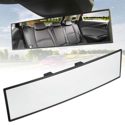 Universal 11.81 Inch Panoramic Convex Real View Mirror For Car SUV Trucks Reversible Passengers High-Quality Glass Anti-Fall Design Easy Install Rearview Mirror