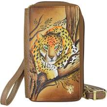 Anuschka - Funda y portafolios de Piel auténtica Pintada a Mano para Mujer, Bronceado Leopardo Afric, Talla Unica - Familia Cardinal - Ver 1