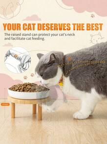 PETSIN 1/2 件浅高竹猫碗架（不带碗），适合胡须的宠物水或食物盘喂食站，适用于室内猫 - 彩色 - 查看 3