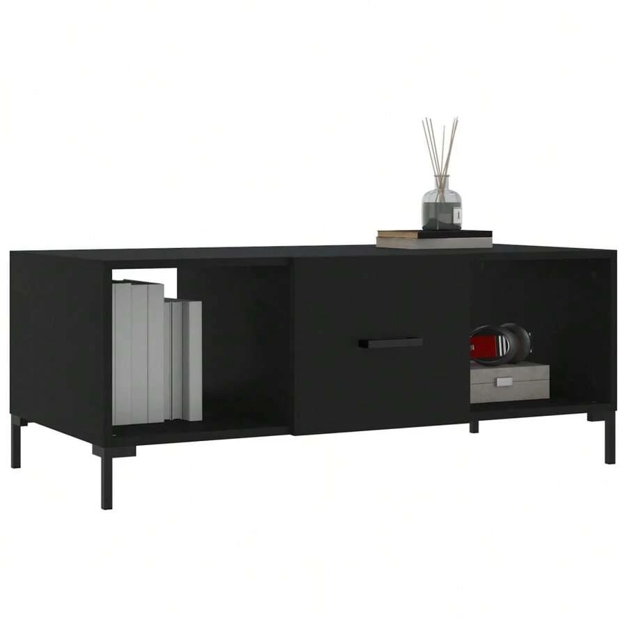 Mesa de centro vidaXL preta, 102x50x40 cm, em madeira. - Preto - Ver 1