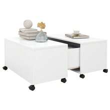 Table basse vidaXL blanche 75x75x38 cm, matériau à base de bois - Blanc - Voir 1