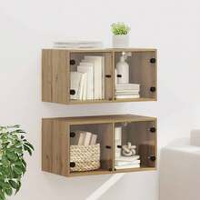 Pensili a muro vidaXL, 2 pezzi, Rovere Artigianale, 68 x 37 x 35 cm, legno composito - Castano - Visualizzare 2