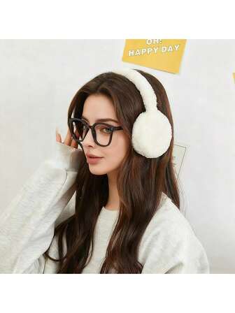 1 pieza Orejeras de invierno unisex, estilo lindo de estudiante, orejeras de felpa, ajustables, atuendos de vacaciones para protección contra el frío