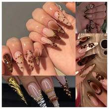 6格3D金属球美甲装饰，金色混合尺寸圆形珠子DIY美甲设计饰品配件美甲宝石美甲用品美甲 - 彩色 - 查看 3