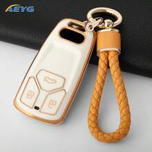 Vỏ bảo vệ chìa khóa cho Audi, chất liệu TPU mềm cao cấp, túi đựng chìa khóa bảo vệ toàn diện 360 độ, kèm dây đeo, tương thích với Audi A4, Q7, Q5, TT, A3, A6, SQ5, R8, S5 và các mẫu khác, vỏ bảo vệ chìa khóa điều khiển thông minh - phụ kiện bảo vệ chìa khóa ô tô bền bỉ - Audi B - Xem 4