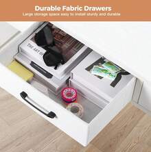Computer Desk Home Office Desk With 3 Fabric Drawers And Storage Shelves, Modern Writing Desk Small Desk, 47.2" X 15.7" (White) - 白色 - 查看 6