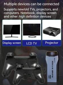 1 Set Home Gaming Console, 1 Dual-Player TV-Connected Standalone Gaming Machine, 1 New Cartridge-Type FC Game Box, 1 Red & White Wireless Controller, 1 HD Interactive Gaming System (With 20,000 Games), 1 GBA Emulator, And 1 Arcade Game - Black - View 5