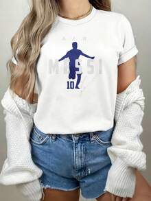 Unisex Air  10 Jersey Inspired T Shirt Women Casual Crop Top Football Fanwear White Short Sleeve Graphic Tee Festival Gifts - 白色 - 查看 5