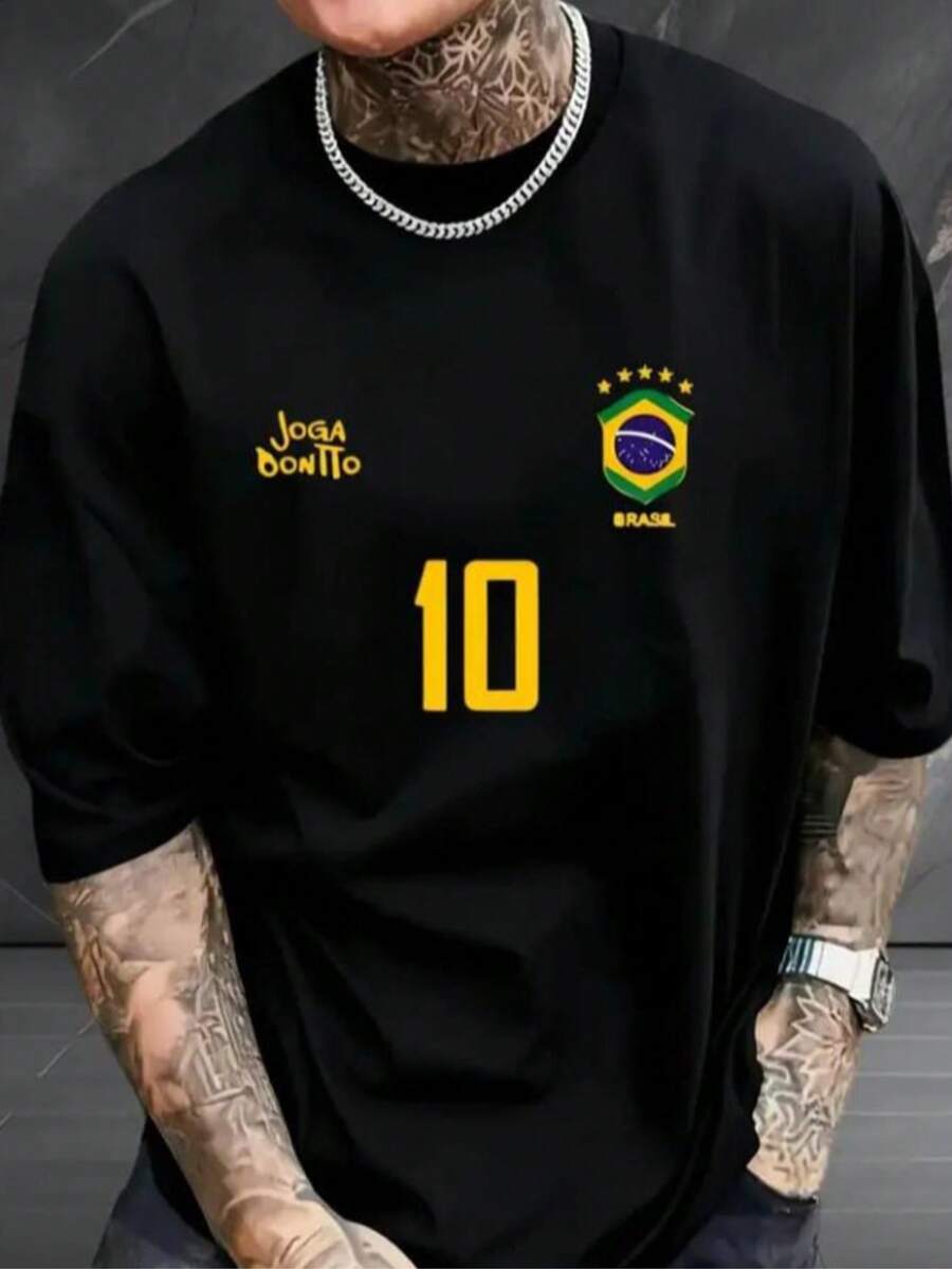 Basic Cotton T-Shirt For Men, Women, And Unisex - Play Beautifully Brazil 10 - màu đen - Xem 1