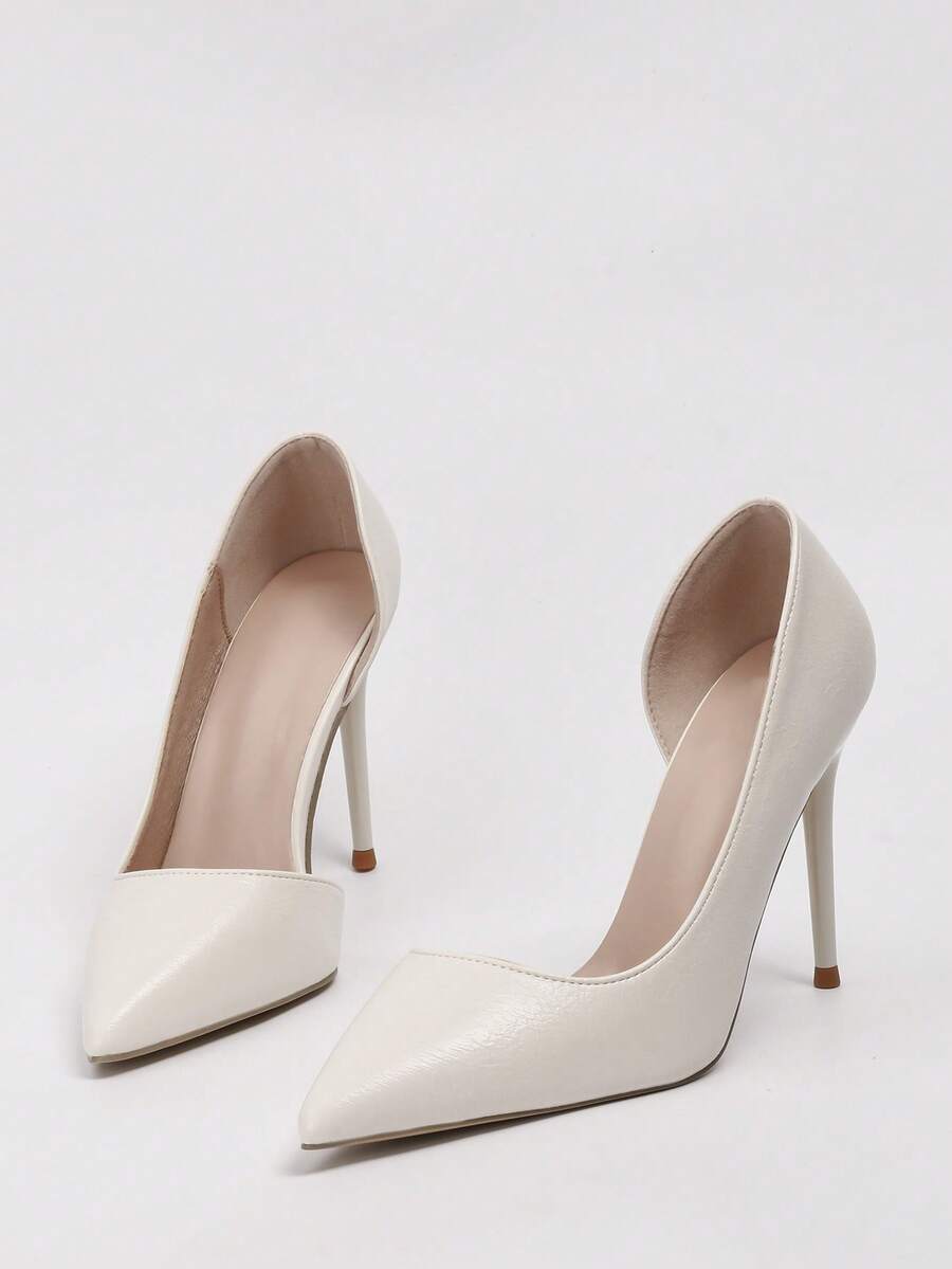 Giày cao gót mũi nhọn khoét lỗ kiểu retro châu Âu & Mỹ gợi cảm dành cho hộp đêm, giày bít mũi siêu cao gót cho nữ. - trắng - Xem 1