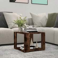 Table basse vidaXL en chêne fumé 40x40x30 cm, bois composite - Tabac - Voir 4