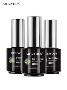 3 piezas de 8ml de pegamento para pegatinas de uñas, adhesivo fuerte y de larga duración que fija firmemente las pegatinas de uñas, adecuado para diversos diseños de arte de uñas. El pegamento multiusos garantiza una decoración de uñas duradera. Fórmula de gel UV/LED, calidad de salón. Aplicador de brocha fácil de usar, diseño de botella compacto, ideal para uñas DIY, entusiastas del arte de uñas y principiantes. - transparente - Ver 9