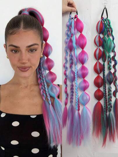 24 Inch Handmade Colorful Bubble Twist Braids - Holiday Style Hair Accessory, Featuring Vibrant Yet Soft Color Tones And Bright Hues, Suitable For Women Of All Hair Types And Skin Tones. Lightweight And Durable Braided Hair Accessory (Multiple Colors Available).
