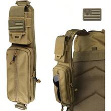 WYNEX Molle Accessories Pouch With Two Version Backpack Strap Pouch Shoulder Strap Molle Attachment Tactical Accessories Bag Shoulder Starps Zipper Pocket Additional Phone Holder For Compass Bottle Patch Included - Khaki-1Pcs - View 1