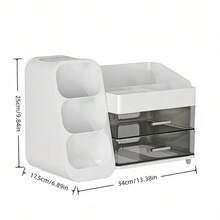 Large Capacity Makeup Organizer Rack, Suitable For Vanity, Bathroom, Bedroom And Office Desk, Easy Storage For Skincare, Makeup Brushes, Eyebrow Pencils, Lipsticks, Tiered Design With Spacious Feel - Multicolor - View 9