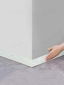 2.2m 3D Embossed Floral Baseboard, XPE Material Anti-Collision & Waterproof, Essential For Rental Apartment Decoration Upgrade, Multiple Styles Available, Random Delivery, Mother's Day Decor Gift - Bronze - View 9