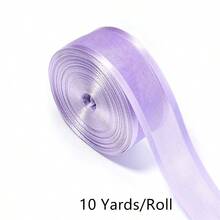 Ruy băng vải organza mỏng, khổ rộng 10 thước/cuộn, thích hợp để gói quà trang trí ngày lễ, ruy băng voan nhiều màu 25mm. - Ruy băng lưới - Xem 15