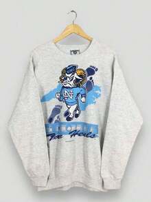 Sudadera vintage de los años 90 de los North Carolina Tar Heels de la NCAA. Sudadera con cuello redondo con logotipo impreso del equipo de fútbol americano de la Universidad de Carolina del Norte, talla XL (2). Ropa de invierno para mujer. - Gris Claro - Ver 1