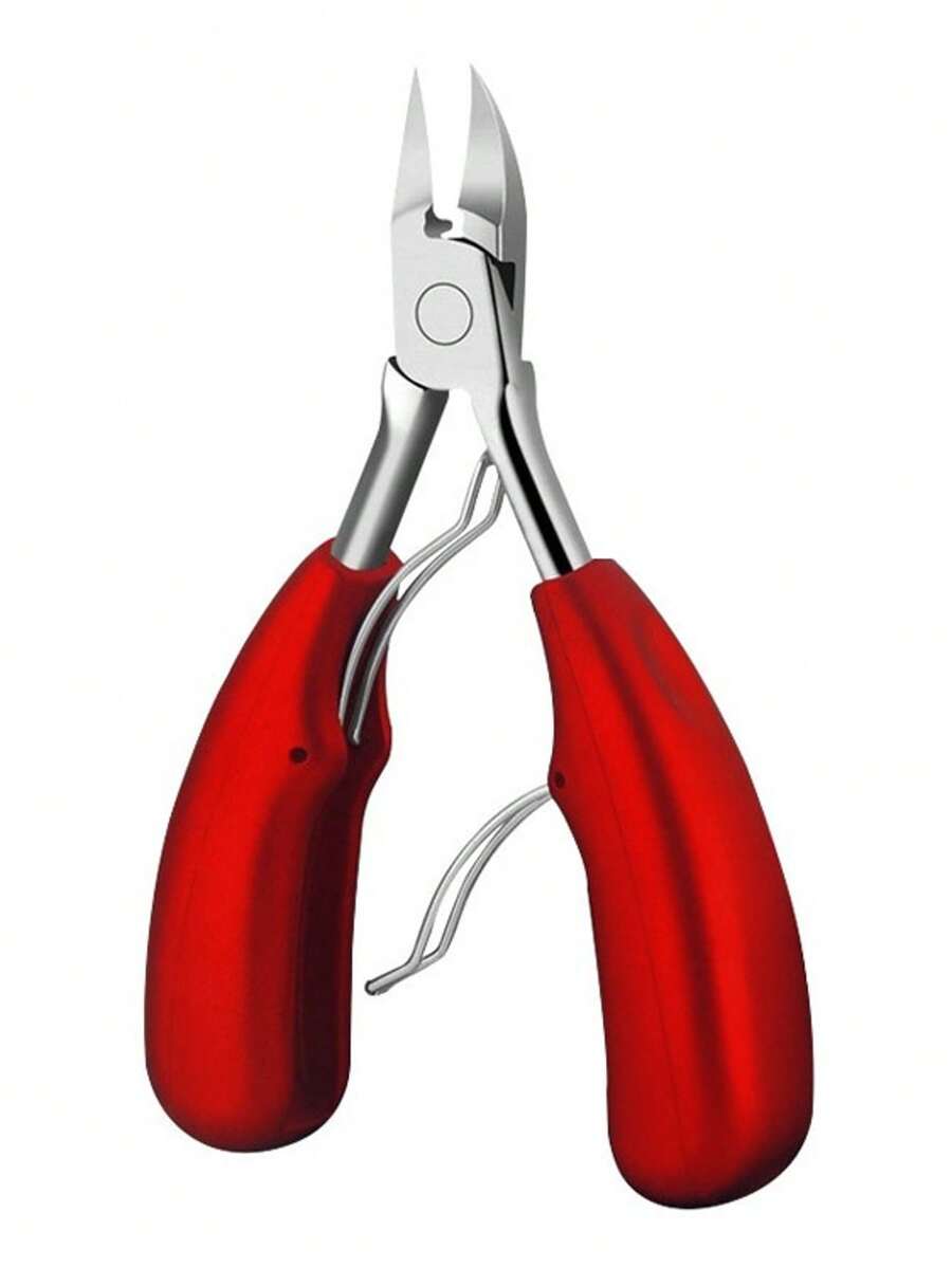 Cortaúñas de pico de águila, cortaúñas para uñas gruesas, herramienta para uñas encarnadas, mango de goma negro/rojo, tijeras de uñas de acero inoxidable - Rojo - Ver 1