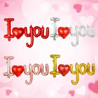 1 st. Jag älskar dig-ballong, röd hjärtformad bokstavsballong (guld, silver, roséguld, röd), Jag älskar dig-folieballong, lämplig för födelsedagsfest, romantisk alla hjärtans dag-dekoration, bröllop, förlovning, årsdag, fotograferingsrekvisita, hjärtformad ballongdekoration