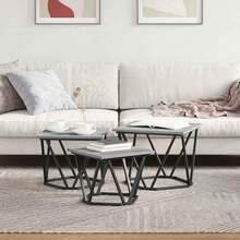 vidaXL Couchtisch 3 Stk. Graues Sonoma Ingenieure Holz und Stahl - Grau - Übersicht 4