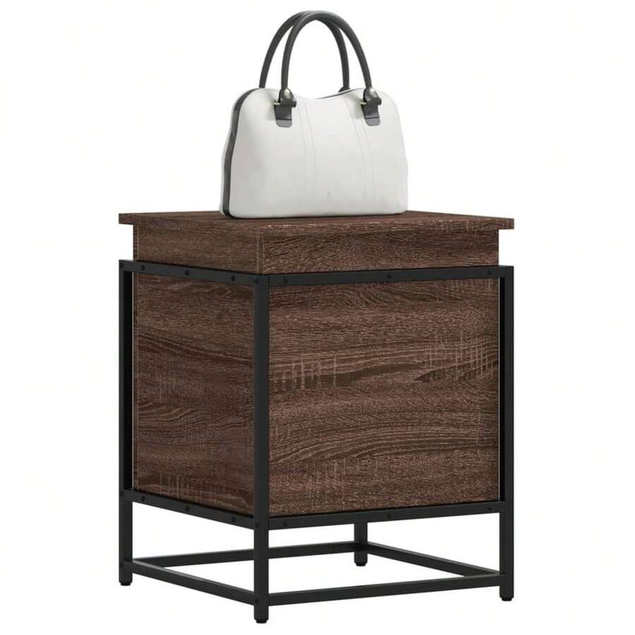 Scatola portaoggetti vidaXL con coperchio, effetto rovere, 40x40x51,5 cm - Castano - Visualizzare 1