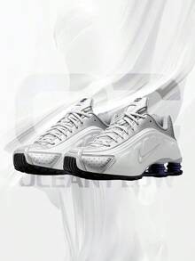 Nike Shox R4 Metallic Silver Deep Royal Blue– Men's Lifestyle Sneakers – Shoes For Man -Vintage-Spring & Summer-Inspired Running Shoes, Shock-Absorbing Comfort, Gym To Streetwear Casual Wear-Mother's Day Gifts-Father's Day Gift–HQ1988 102 - White/Metallic Silver/Deep Royal Blue/White - 查看 2