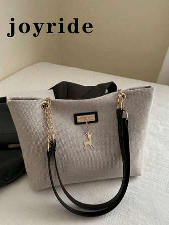 Bolso de mano de gran capacidad para mujer, bolso de hombro con cadena elegante, nuevo bolso de moda para debajo del brazo, bolso de lino retro