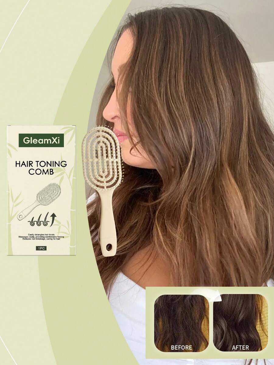 GleamXi Soft Hair Brush, Scalp Massage Hair Care, Fluffy And Smooth Hair Detangling Brush - Beige - View 1