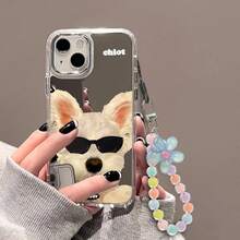 Hard Glass Mirror Lanyard Phone Case For  15 Cases  11 12 13 14 Plus 16 Pro Max XR X XS Cute Cat Makeup Mirror Cover.Christmas Accessories. - TC22 SJL022 - 查看 8