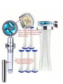 High Pressure Handheld Turbo Shower Head With 5 Filter Cartridges, Water-Saving Spray, Rain Shower, Bathroom Accessories, Fashionable Shower Design, Premium Bathroom Equipment, Luxury Shower Set, Rotating Shower Head, High Pressure Shower Head, Shower Head And Hose Set, Rain Shower Spray, Bathroom Accessories, Bathroom Tools
