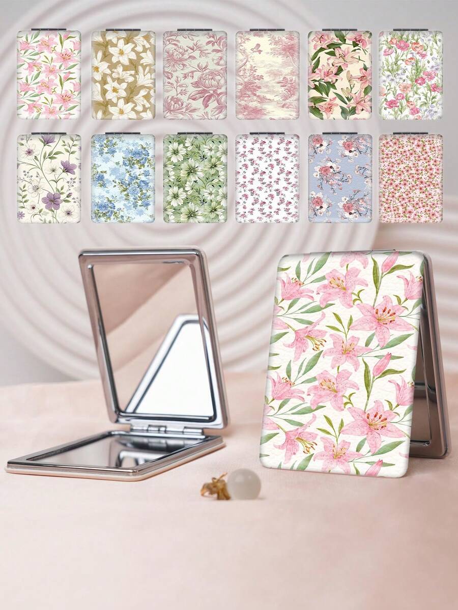 1 chiếc gương trang điểm gấp gọn họa tiết hoa đồng quê, vỏ da PU siêu mỏng nhẹ, thích hợp cho du lịch, tụ họp, công việc, trường học, làm quà tặng, đồ dùng giá rẻ, vật dụng cần thiết khi đi du lịch. - Nhiều màu - Xem 1
