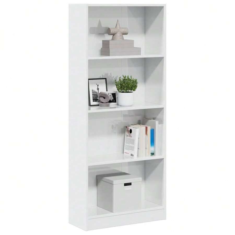 Bibliothèque vidaXL Blanc brillant 60 x 24 x 143 cm Matériau à base de bois - Blanc - Voir 1