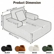 68.5" Oversized Chaise Lounge Chair,  Single Sofa Chair With Comfy Corduroy Fabric, Deep Seat Sleeper Couch,Upholstered Reading Lounge Chair For Living Room, Bedroom, Frameless Design - 橘色 - 查看 4