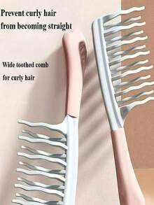 1pc Set Of Dual Wide-Tooth Hair Combs, Ideal For Long Curls & Voluminous Styles - Stylish Black & Light Blue Combs With ABS Handles, Perfect For Curly Hair Management & Home Massage, Ideal Holiday Gift For Friends, Stylish Hair Care|Elegant Hair Combs|Durable ABS Handles - 彩色 - 查看 1
