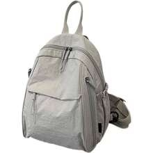Mochila de viaje, ligera, impermeable, mochila simple con mltiples bolsillos para la escuela, el trabajo y los viajes, unisex - Gris Claro - Ver 2