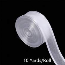Ruy băng vải organza mỏng, khổ rộng 10 thước/cuộn, thích hợp để gói quà trang trí ngày lễ, ruy băng voan nhiều màu 25mm. - Ruy băng lưới - Xem 9