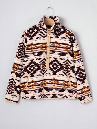 西部半开襟毛绒卫衣